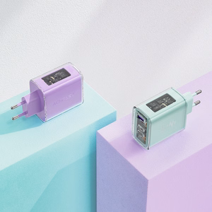 Acefast GaN 65W įkroviklis su 3 jungtimis (1xUSB, 2xUSB C) - violetinis (A45)