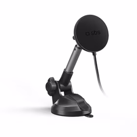 Teleskopinis išmaniojo telefono laikiklis su indukciniu įkrovikliu SBS TESUPPMAG15WLONGARM su siurbtuku, suderinamas su MagSafe – juodas