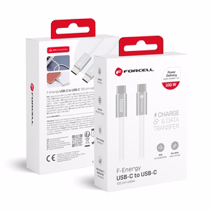 Laidas USB C į USB C Forcell F-Energy QC4.0 PD 5A 100W Cafule Color 1,2 m ACYH23 baltas