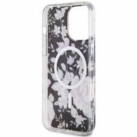 Guess GUHMP14XHCFWSK iPhone 14 Pro Max 6.7" juodas kietas dėklas Flower Magnetinis