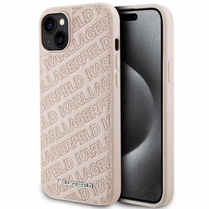 Karl Lagerfeld Kviltēts K Pattern dėklas telefonui iPhone 15 Plus / 14 Plus - rožinis