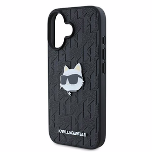 Karl Lagerfeld Monograma Choupette Galva Smeigtukas iPhone 16 Dėklas - Juodas