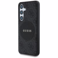 Dėklas telefonui Guess 4G Round Patch Classic Logo MagSafe Samsung Galaxy S25 Plus juodas
