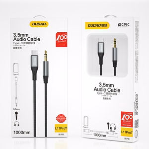Audio kabelis Dudao L11ProT USB-C to 3.5mm 1.0m juodas