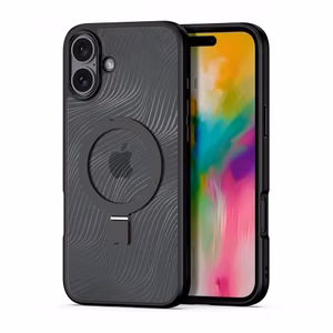 Dux Ducis Aimo Mag dėklas su MagSafe ir stovu iPhone 16 - juodas