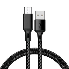 Kabelis TIPAS 2 - USB į Micro USB - metaliniai kištukai QC 3.0 1 metras juodas
