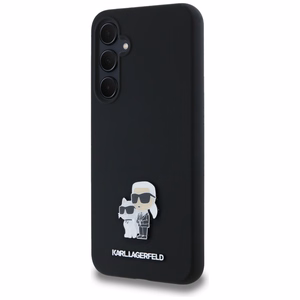 Karl Lagerfeld Silicone Karl&Choupette Metal Pin case for Samsung Galaxy A35 - black