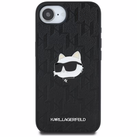 Karl Lagerfeld Monogram Choupette Head Pin dėklas telefonui iPhone 16e - juodas