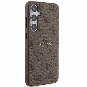 Guess 4G Collection Odinis Metalinis Logotipas Magnetinis dėklas telefonui Samsung Galaxy S24+ - rudas