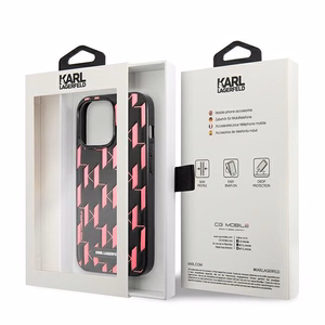 Karl Lagerfeld Monogramos plokštelės dėklas telefonui iPhone 13 Pro Max 6.7" - rožinis