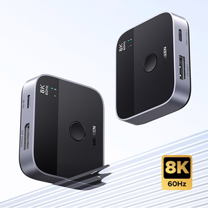 Ugreen DisplayPort/USB-C į USB-C komutatorius - pilkas