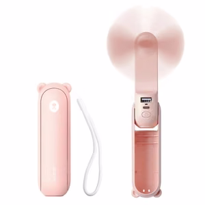 Jisulife Life8 Plus портативный USB-вентилятор с функцией внешнего аккумулятора 4500mAh и фонариком - розовый