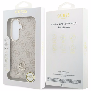 Guess dėklas 4G Rhinestone Round Logo MagSafe skirtas Samsung Galaxy S26 Plus rožinis