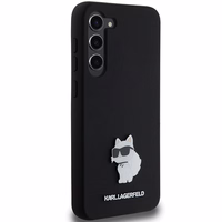 Karl Lagerfeld silikoninis Choupette metalinis smeigtukas dėklas telefonui Samsung Galaxy S23+ - juodas