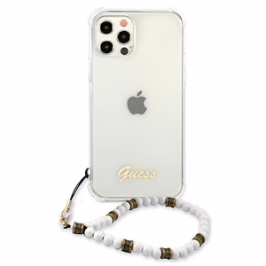 Guess GUHCP12MKPSWH iPhone 12/12 Pro 6.1" Skaidrus kietas dėklas Baltas perlas