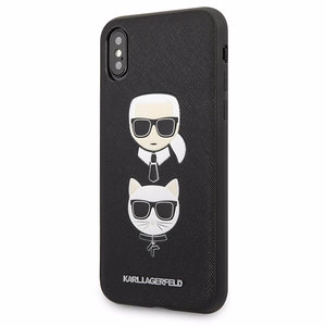 Karl Lagerfeld Saffiano Karl&Choupette Head dėklas telefonui iPhone X/XS - juodas