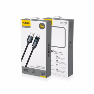 Dudao L7T USB-A - USB-C 66W kabelis su LED ekranu 1m - juodas