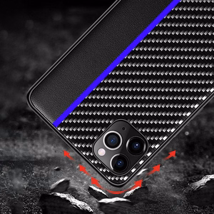 Tel Protect CARBON dėklas telefonui Iphone 11 Pro juodas su mėlyna juostele