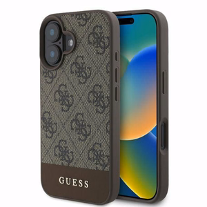 Guess 4G Bottom Stripe dėklas telefonui iPhone 16 - rudas