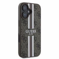 Dėklas telefonui Guess 4G Spausdintos juostelės MagSafe iPhone 16 Plus - rudas