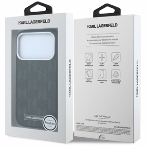 KARL LAGERFELD dėklas, skirtas IPHONE 18 Pro Max/17 Pro Max suderinamas su „MagSafe“ (Mono Resin Logo) (spalva: juoda)
