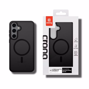 Crong Hybrid Matte Magnetic MagSafe dėklas, skirtas Samsung Galaxy S24 FE, juodas