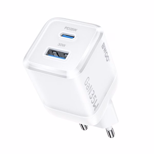 BWOO GaN wall įkroviklis CDA222 PD 35W 1 x USB 1 x USB-C, baltas