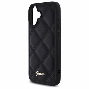 Guess Dygsniuotas Metalinis Logotipas dėklas telefonui iPhone 16 Plus - juodas