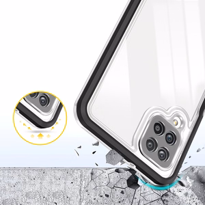 Skaidrus 3in1 dėklas telefonui Samsung Galaxy A22 4G rėmelis gelis juodas