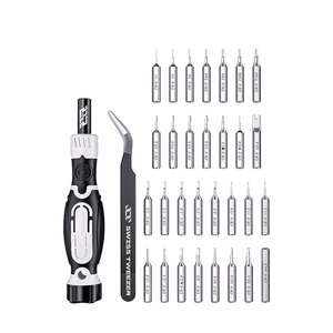 JAKEMY JM-8189A 32 dalių atsuktuvų rinkinys su preciziniais pincetais (juodas)