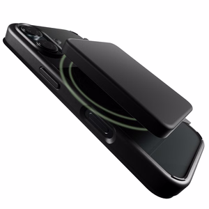 Puro Book Mag magnetinis odinis dėklas su atvartu ir kortelių skyriumi iPhone 16 - juodas