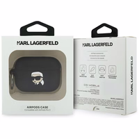 Karl Lagerfeld Silicone Karl Head 3D deklas AirPods Pro 3 - juodas