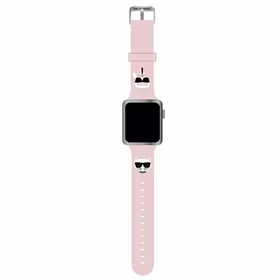 Karl Lagerfeld dirželis KLAWLSLCKP Apple Watch 42/44/45/49mm rožinis silikoninis Karl & Choupette Heads