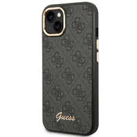 Guess GUHCP14SHG4SHK iPhone 14 6.1 "juodas / juodas kietas dėklas 4G Vintage Gold Logo