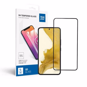 Apsauginis stiklas Blue Star - SAMSUNG Galaxy S22 viso ekrano (su pilnu klijavimu, tinkamas dėklui) - juodas