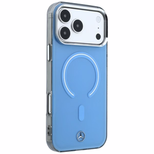 Mercedes Double Layer Iconic Logo dėklas, skirtas iPhone 18 Pro Max / 17 Pro Max, suderinamas su MagSafe – mėlynas