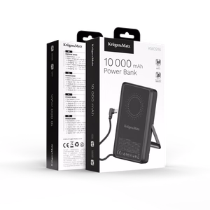 Kruger&Matz išorinė baterija, 10000 mAh, Li-Polymer, QC ir PD, CCC sertifikatas Azijos šalims