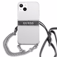 Guess GUHCP13SKC4GBSI iPhone 13 mini 5.4" Permatomas kietas dėklas 4G Pilkas Dirželis Sidabrinė Grandinė