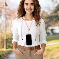 SWING (8 mm) telefono dirželis, telefono pakabukas su reguliuojamu ilgiu / virvelės ilgis 165 cm (maks. 82,5 cm kilpoje) / ant peties arba kaklo – šviesiai rožinis