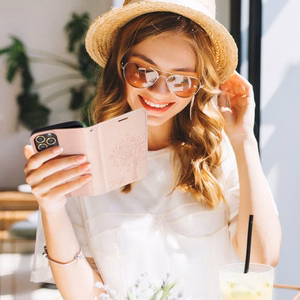 MEZZO knyginis dėklas telefonui SAMSUNG S22 Ultra medis rožinis auksas