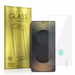 Grūdintas stiklas Gold, skirtas SAMSUNG GALAXY S25 ULTRA (su atrakinimu piršto atspaudu)