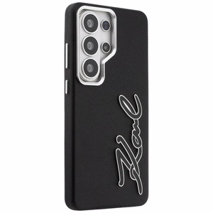 Karl Lagerfeld dėklas Grained Signature Metal Resin Logo Samsung Galaxy S26 Ultra juodas