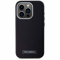 Karl Lagerfeld FW Metal Plate Magnetinis iPhone 15 Pro Max dėklas - juodas