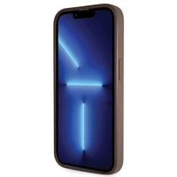 Guess GUHCP14LP4TDSCPW dėklas iPhone 14 Pro - rudas kryžminis 4G metalinis logotipas