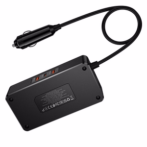 Hoco išmanusis dvigubas automobilinis inverterio įkroviklis 2 žiebtuvėlio lizdai maks. 200W PD66W/1C2A Z66 juodas