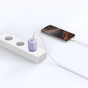 "Tech-Protect" NCM33 PD 33W QC3.0 USB-C / USB-C sieninis įkroviklis - violetinės spalvos