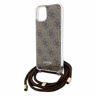 Guess Crossbody Cord 4G Print dėklas telefonui iPhone 15 / 14 / 13 - rudas