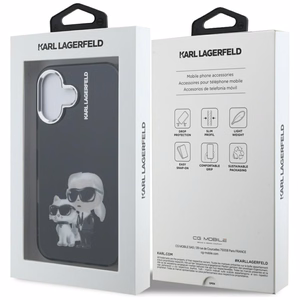 Karl Lagerfeld IML Aquarelle Karl & Choupette & Logo iPhone 16 deklas - juodas