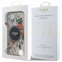 Guess IML Flowers Magnetinis dėklas telefonui iPhone 16e - juodas