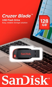 SanDisk Cruzer Blade USB atmintukas 128 GB USB A tipo 2.0 Juoda, Raudona